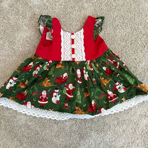 Vintage 90s Ricrac & Ruffles Baby Christmas Dress 6-9 Months Holiday Festive - Picture 1 of 6